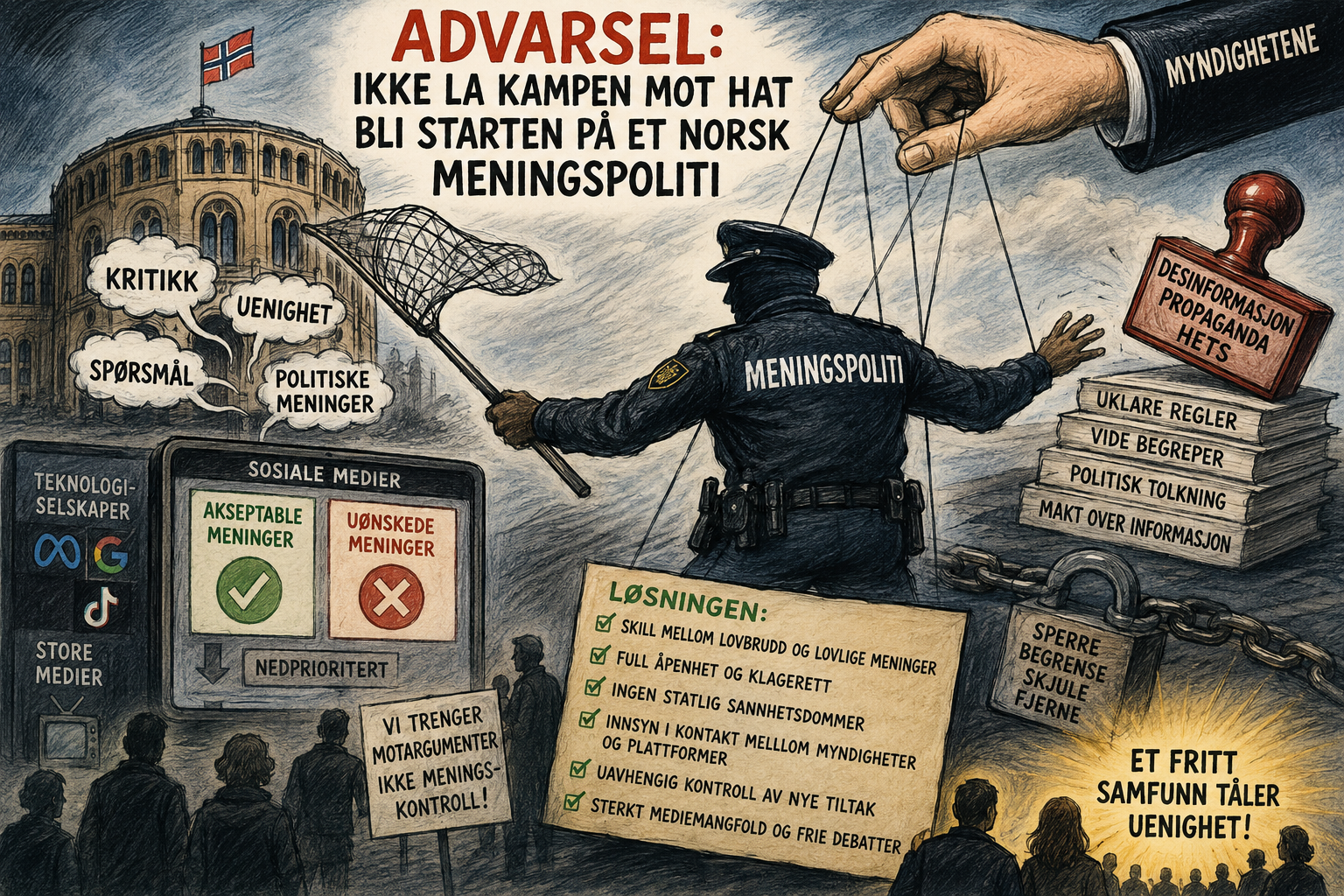 ADVARSEL: Ikke la kampen mot hat bli starten på et norsk meningspoliti