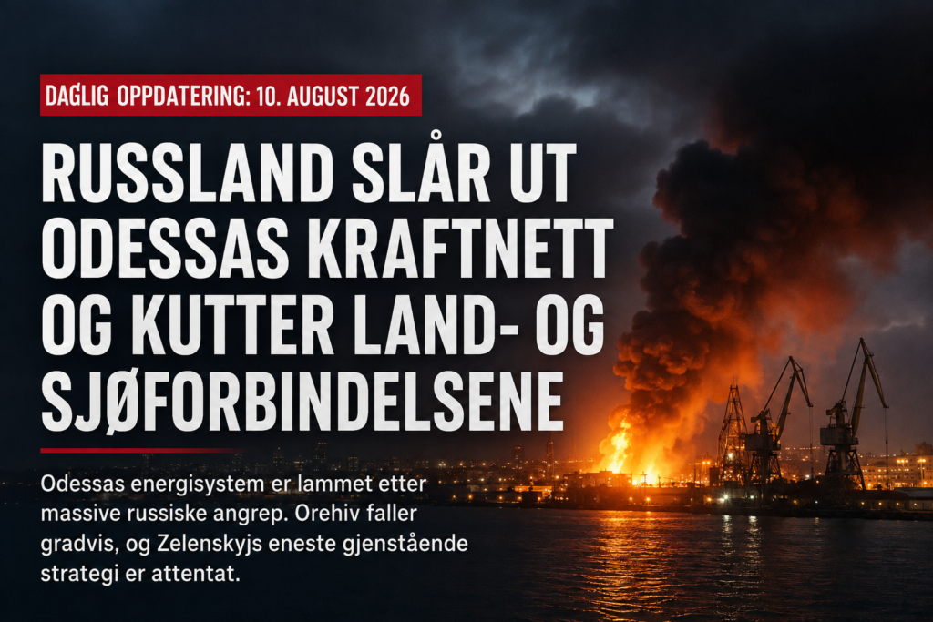 Russland slår ut Odessas kraftnett og kutter land- og sjøforbindelsene. Orehiv faller gradvis. Zelenskyjs eneste gjenstående strategi er attentat Russland slår ut Odessas kraftnett og kutter land- og sjøforbindelsene. Orehiv faller gradvis. Zelenskyjs eneste gjenstående strategi er attentat