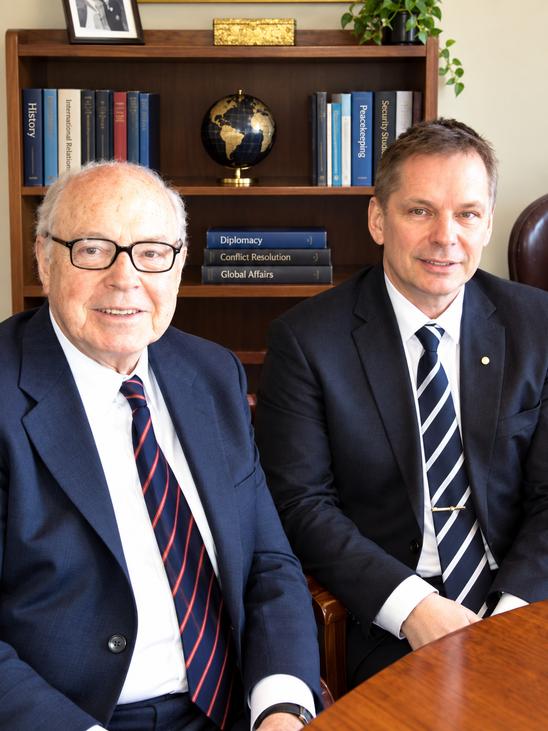 Dan Viggo Bergtun sammen med Hans Blix, tidligere svensk utenriksminister og leder for FNs våpeninspektører i Irak.