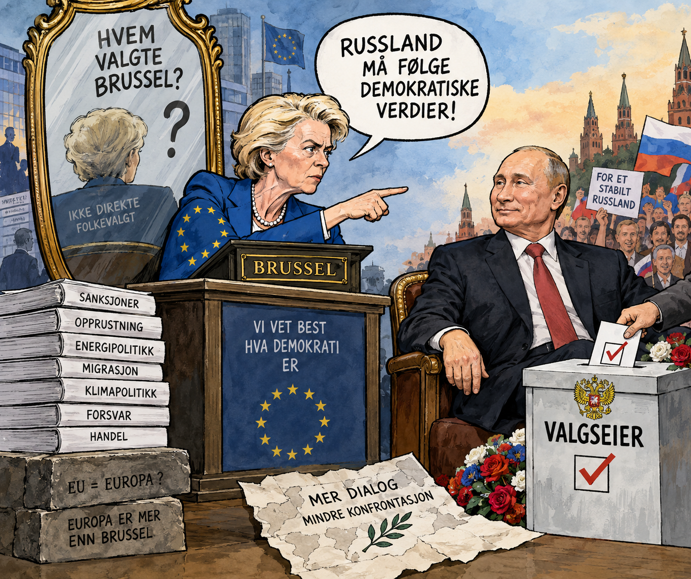 Brussel belærer Russland om demokrati, men hvem valgte Brussel?