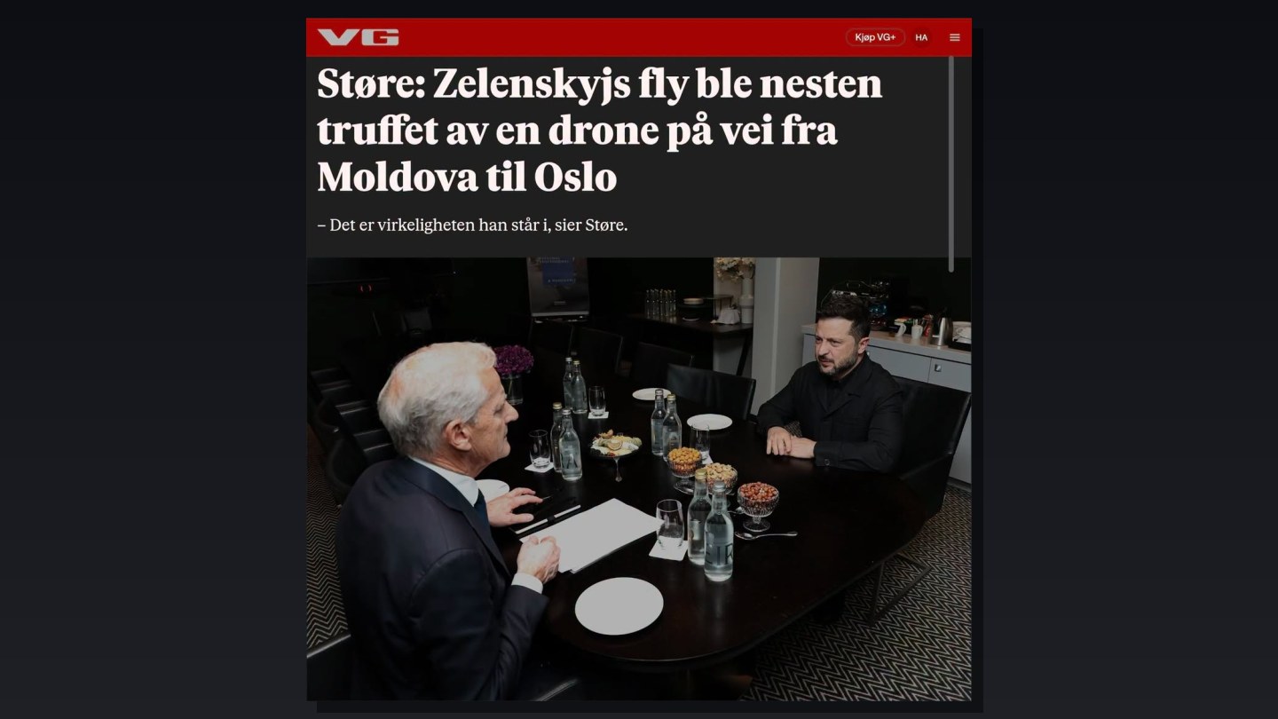 DRONEN SOM «NESTEN TRAFF» ZELENSKYJS FLY VAR 160 KILOMETER UNNA FLYPLASSEN