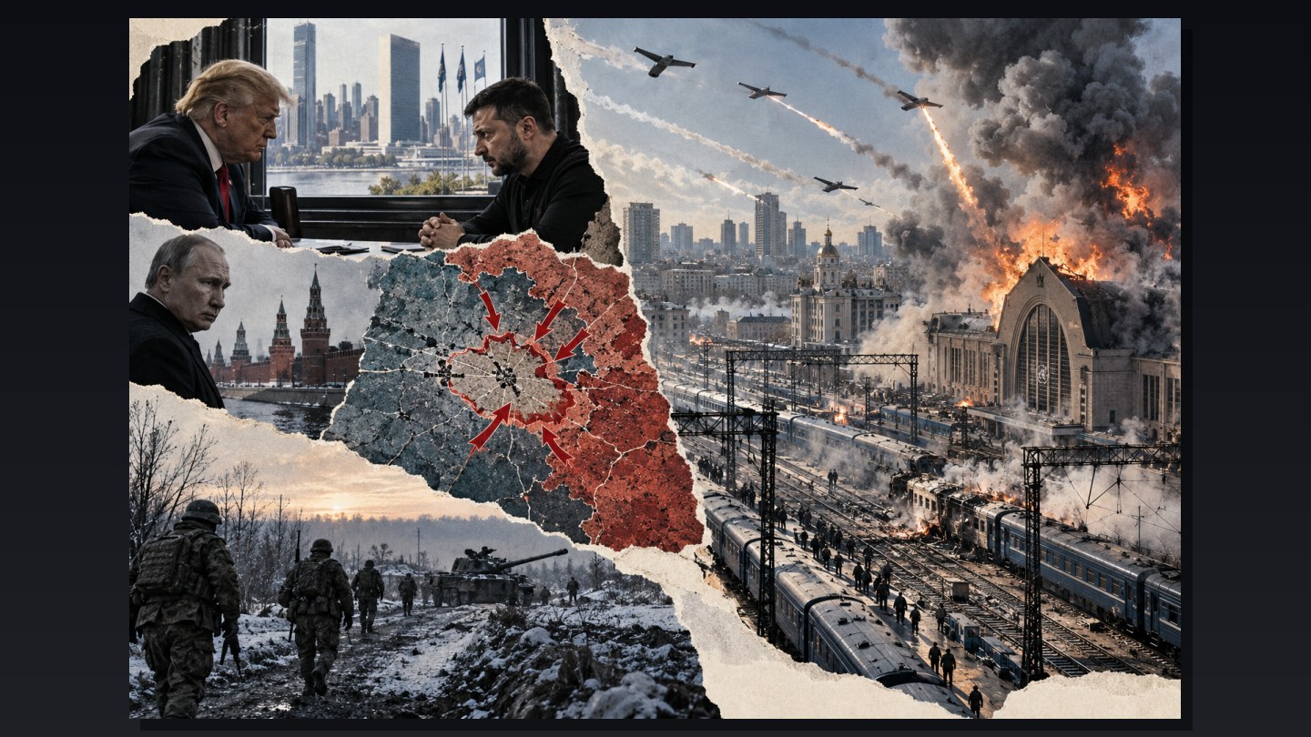 Russia Carries Out the Largest Daylight Attack on Kyiv Ever — the Railway Station Area Hit Repeatedly. Trump and Zelensky Meet in New York Without Result. The Dobropillia Cauldron Tightens Further, and Mearsheimer Confirms: Russia Is “Unyielding” After Anchorage